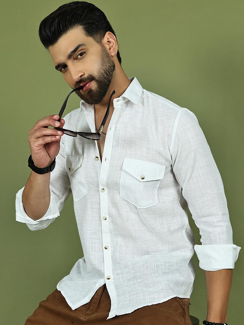men solid long sleeve regular fit casual shirt - 21977624 - Zoom Image - 0
