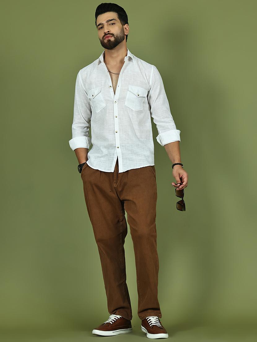 men solid long sleeve regular fit casual shirt - 21977624 - Standard Image - 5