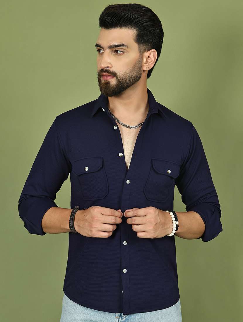 men solid long sleeve regular fit casual shirt