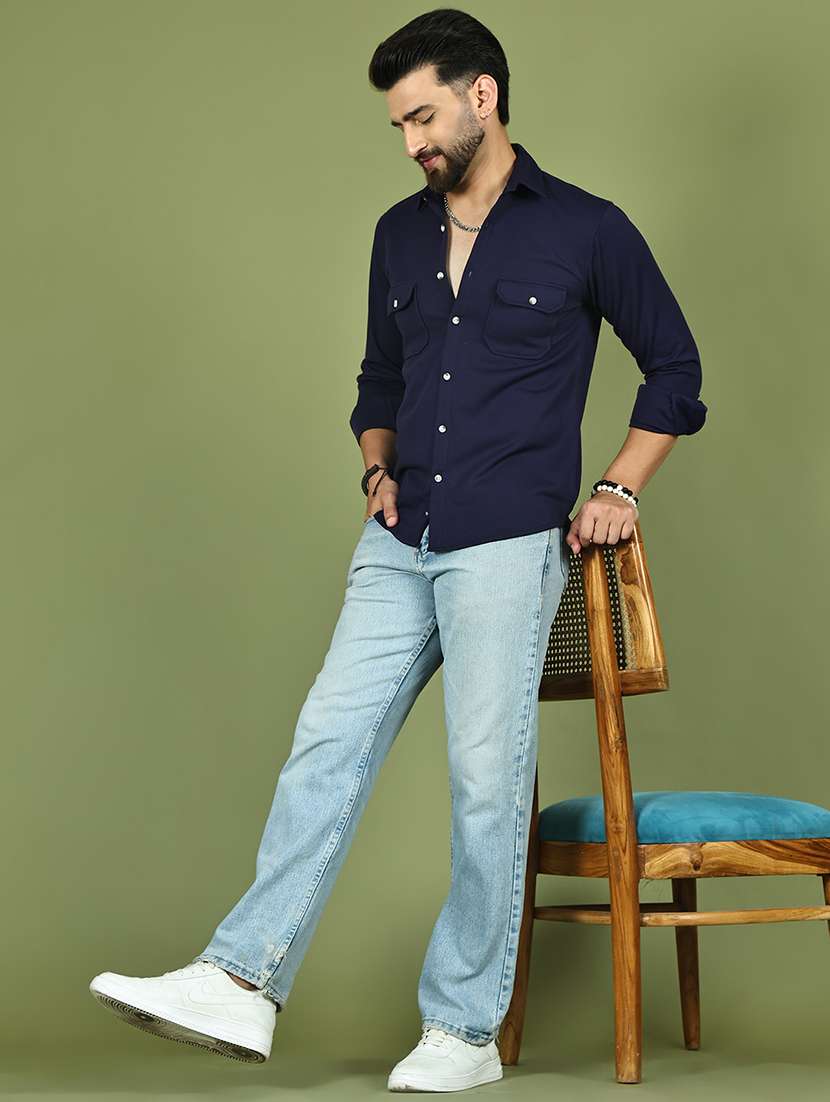 men solid long sleeve regular fit casual shirt - 21977626 -  Standard Image - 5