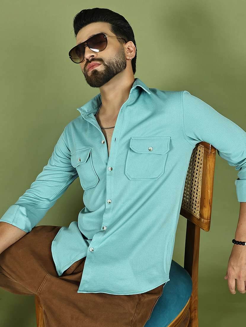 men solid long sleeve regular fit casual shirt