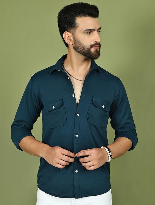 men solid long sleeve regular fit casual shirt - 21977628 - Standard Image - 0