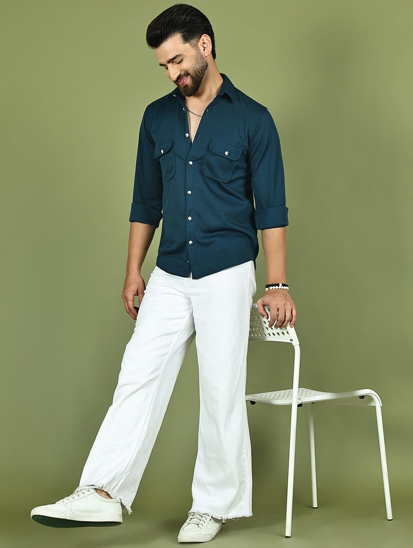 men solid long sleeve regular fit casual shirt - 21977628 - Standard Image - 5