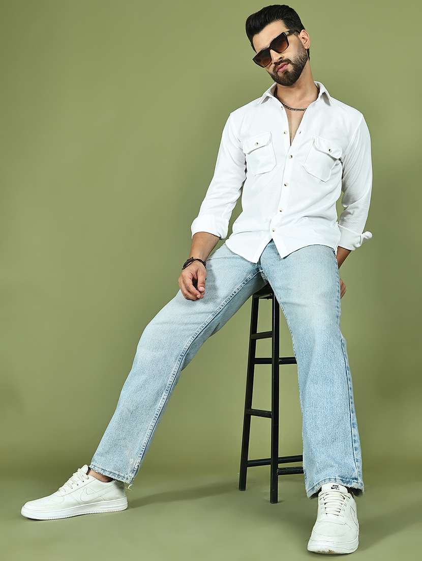 men solid long sleeve regular fit casual shirt - 21977629 -  Standard Image - 5