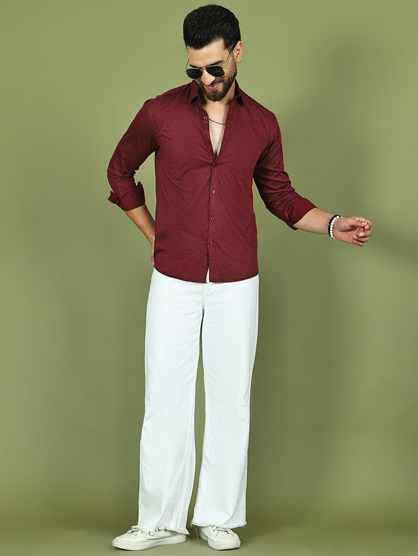 men polka dot long sleeve regular fit casual shirt - 21977630 - Standard Image - 5