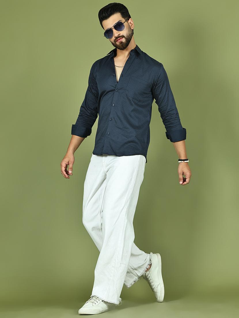 men polka dot long sleeve regular fit casual shirt - 21977631 - Standard Image - 5