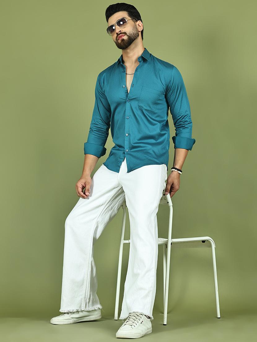 men polka dot long sleeve regular fit casual shirt - 21977632 - Standard Image - 5
