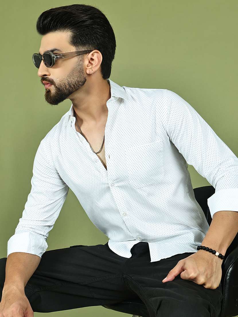 men polka dot long sleeve regular fit casual shirt - 21977633 -  Zoom Image - 0