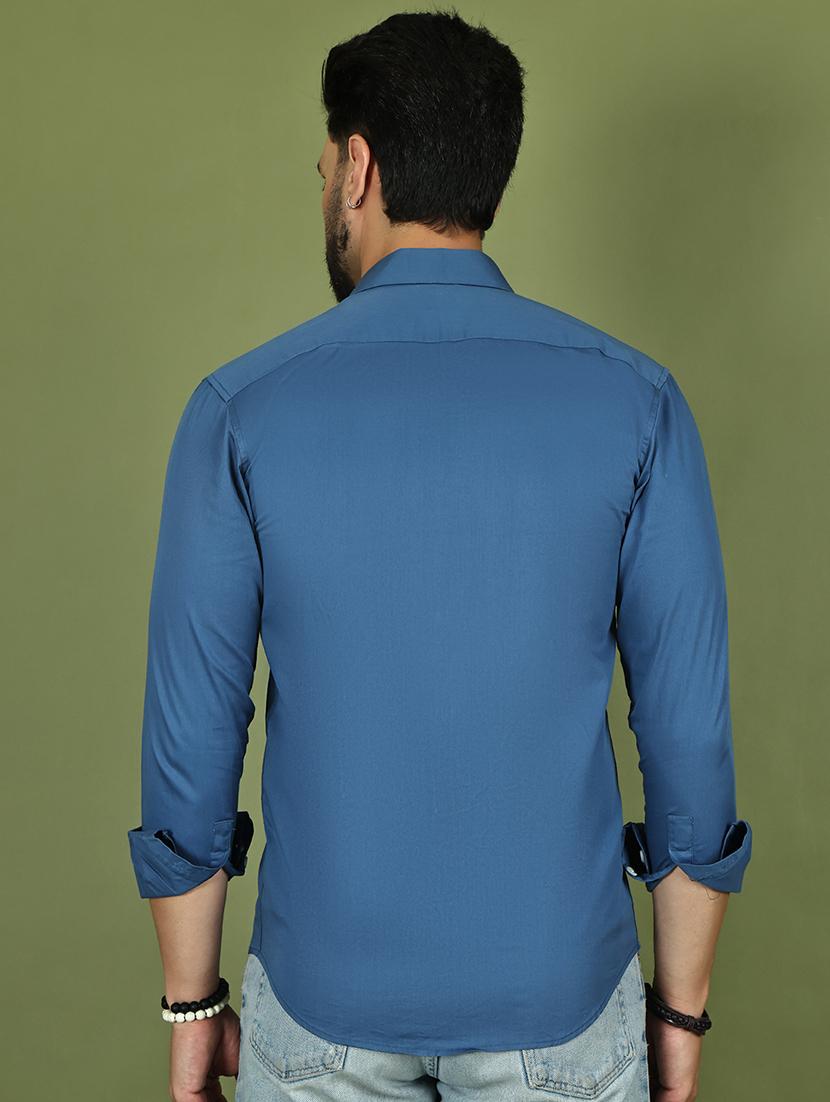 men solid long sleeve regular fit casual shirt - 21977634 - Standard Image - 3