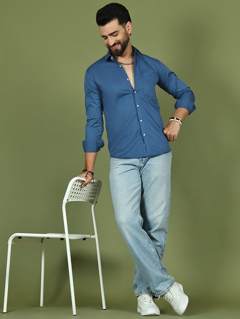 men solid long sleeve regular fit casual shirt - 21977634 - Standard Image - 5