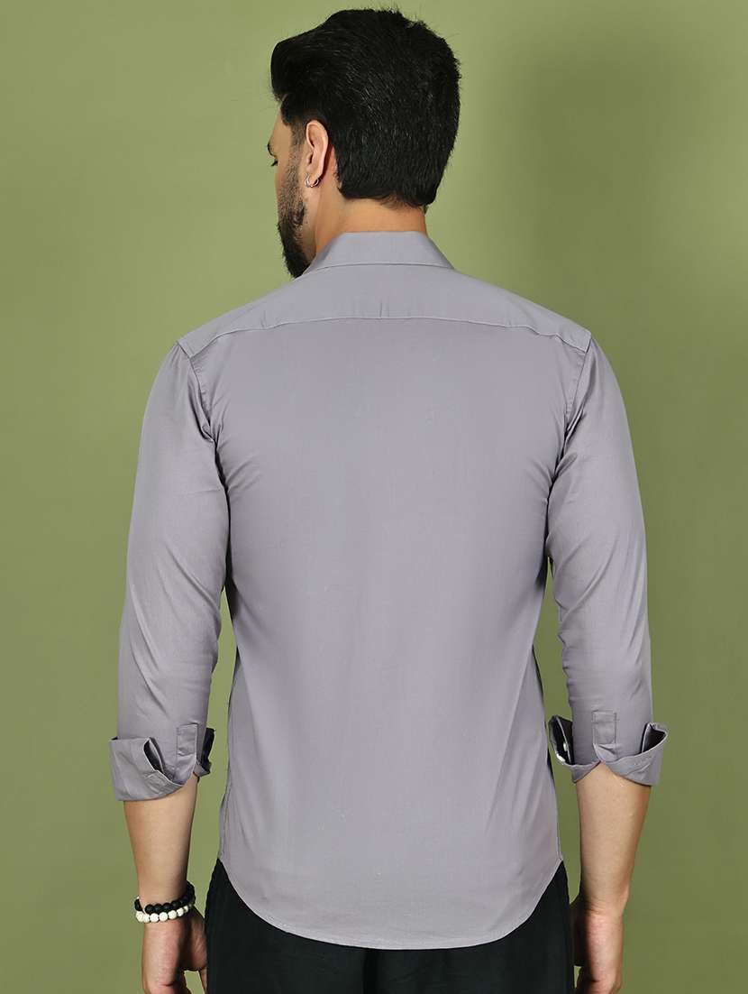 men solid long sleeve regular fit casual shirt - 21977635 -  Standard Image - 3
