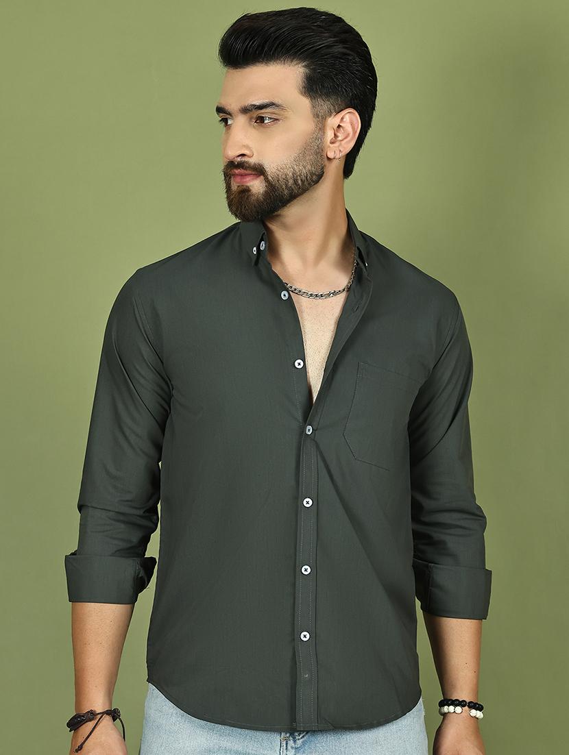 men solid long sleeve regular fit casual shirt - 21977638 -  Zoom Image - 0