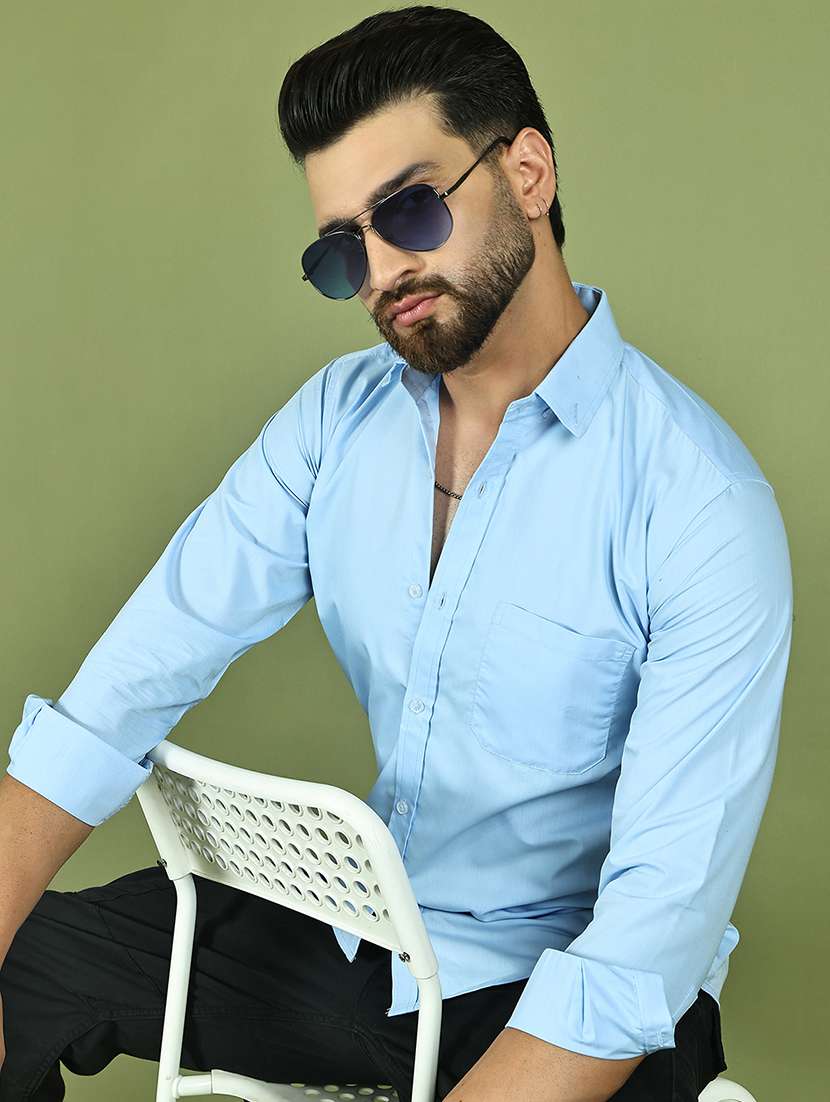 men solid long sleeve regular fit casual shirt