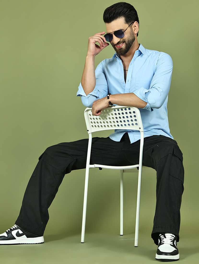 men solid long sleeve regular fit casual shirt - 21977639 -  Standard Image - 5