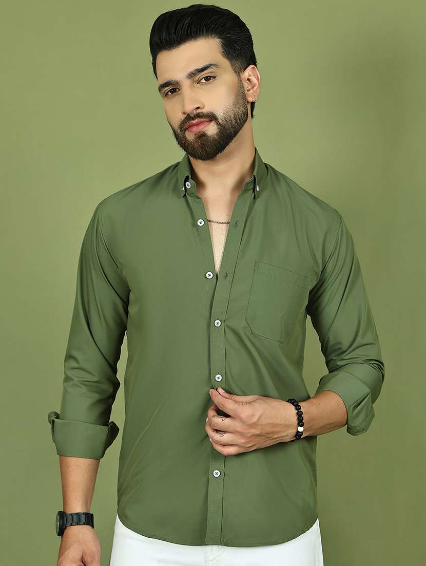 men solid long sleeve regular fit casual shirt