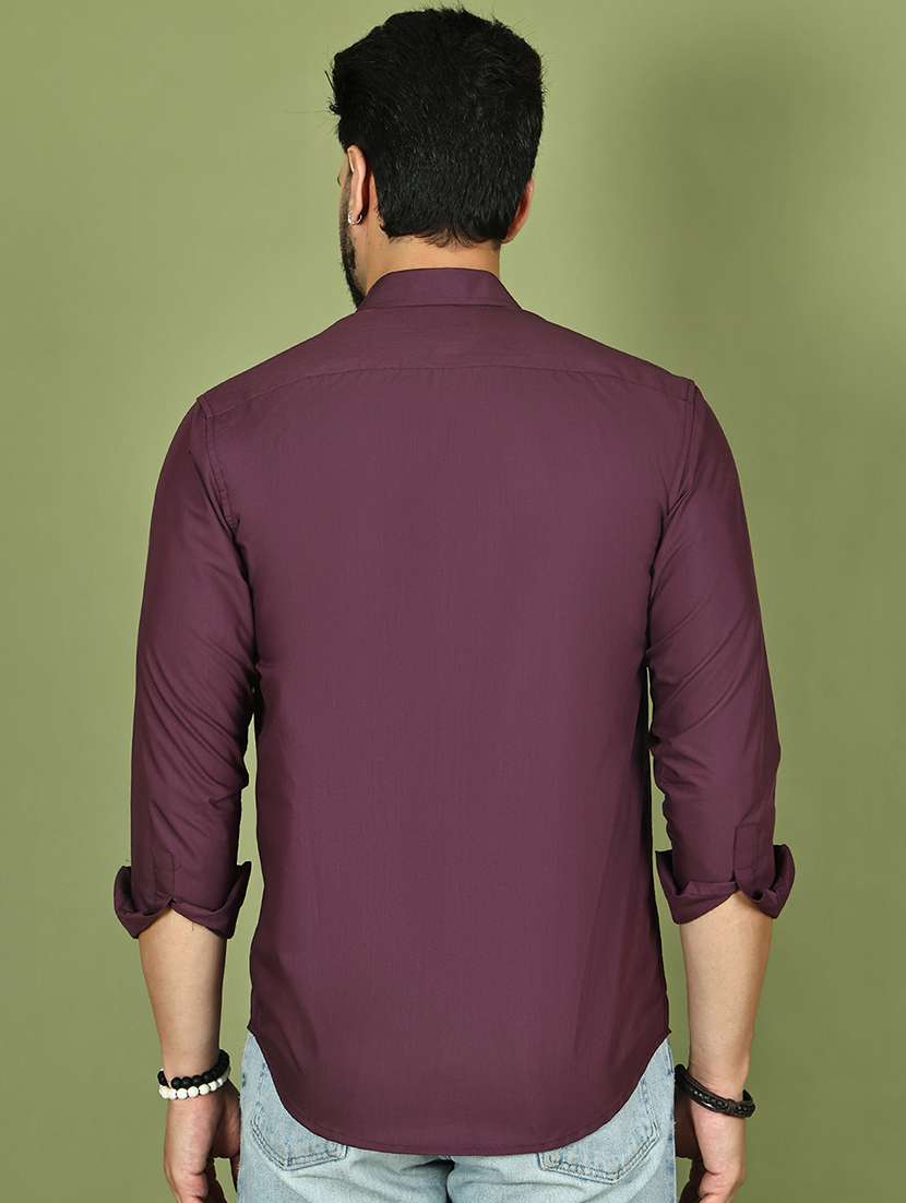 men solid long sleeve regular fit casual shirt - 21977641 - Standard Image - 3