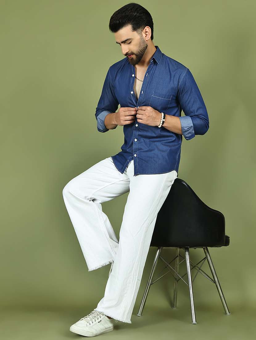 men solid long sleeve regular fit casual shirt - 21977642 -  Standard Image - 5