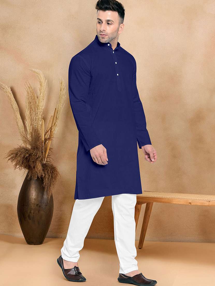 men pack of 2 solid mandarin neck kurta pyjama set - 21977650 -  Standard Image - 3
