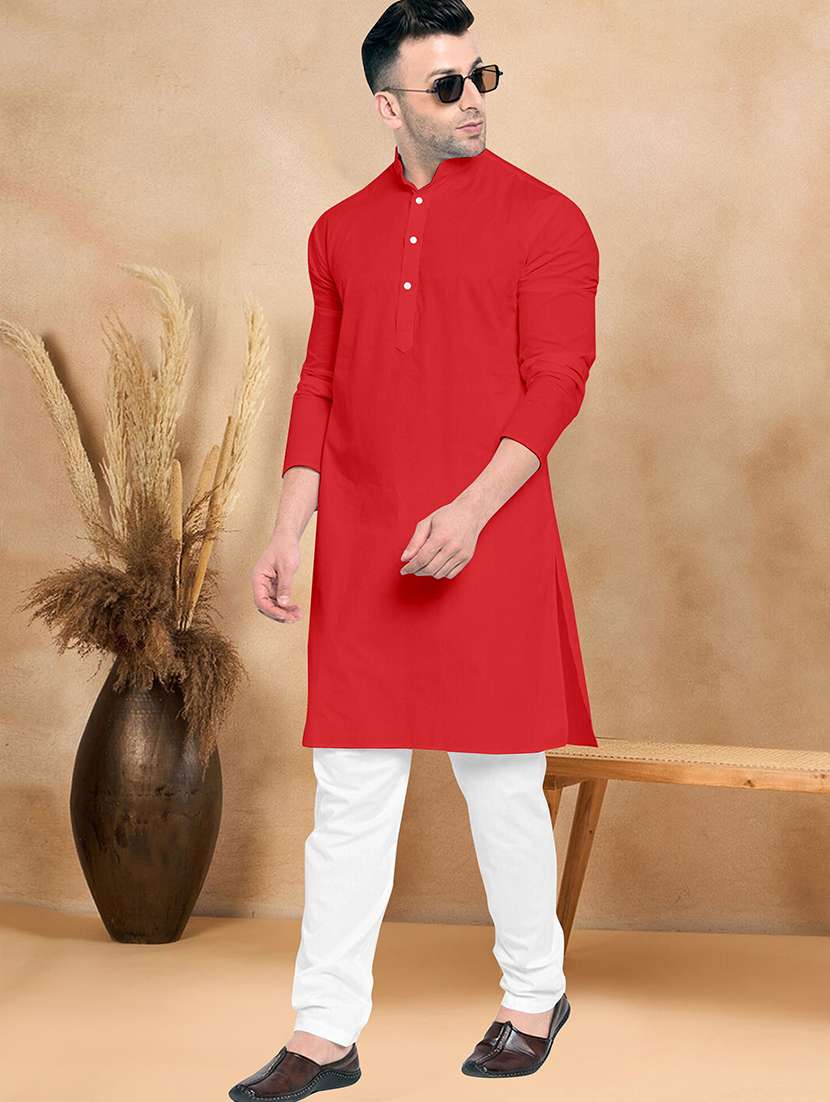 men pack of 2 solid mandarin neck kurta pyjama set - 21977667 -  Standard Image - 3
