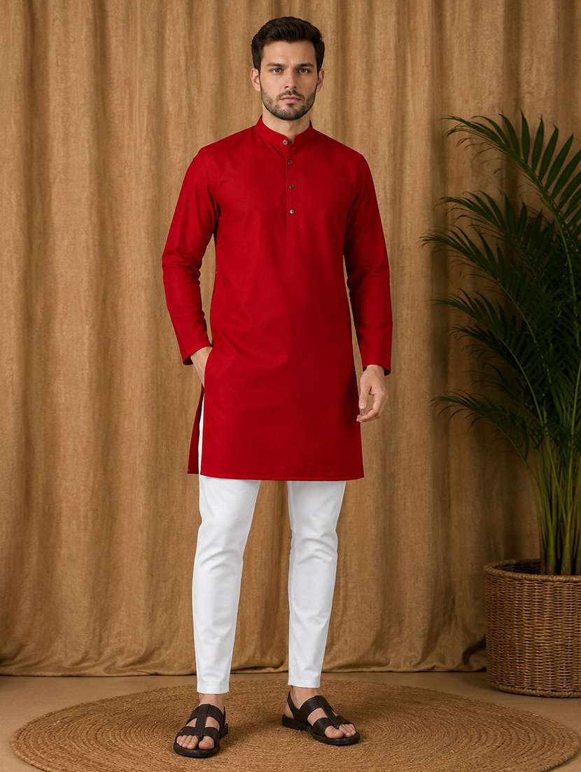 men pack of 2 solid mandarin neck kurta pyjama set - 21977670 -  Standard Image - 3