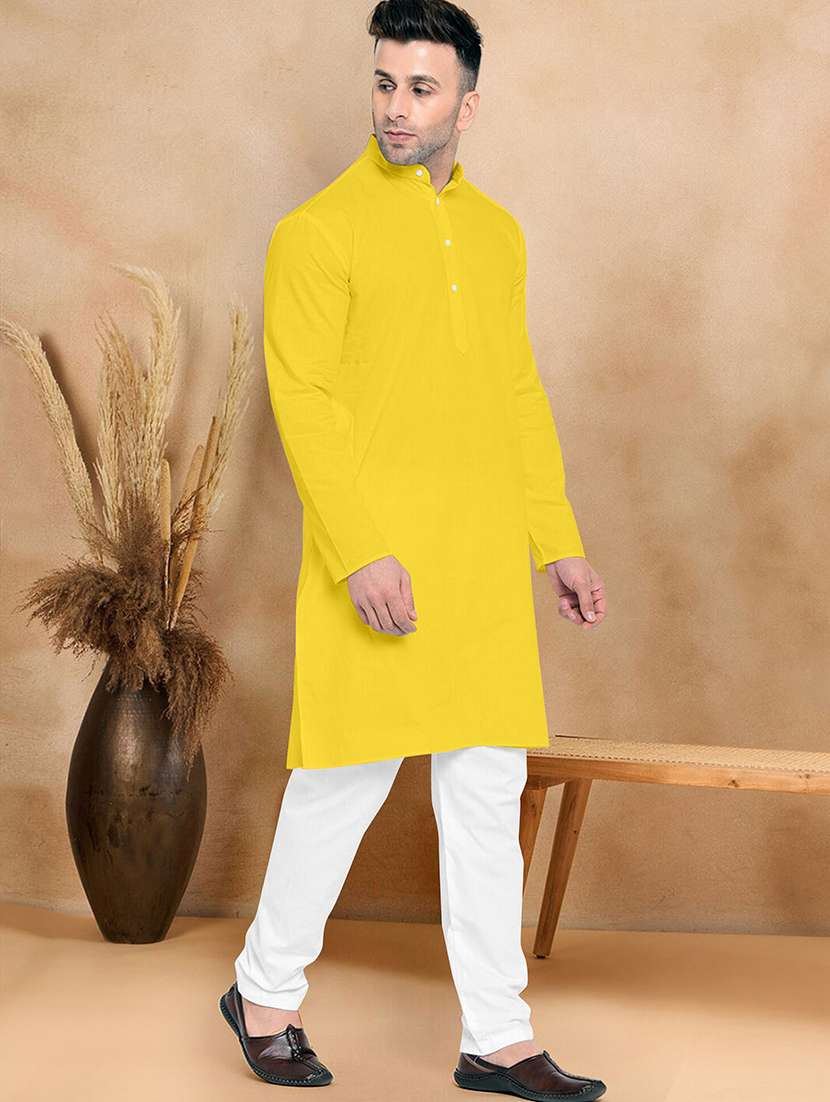 men pack of 2 solid mandarin neck kurta pyjama set - 21977694 -  Standard Image - 3