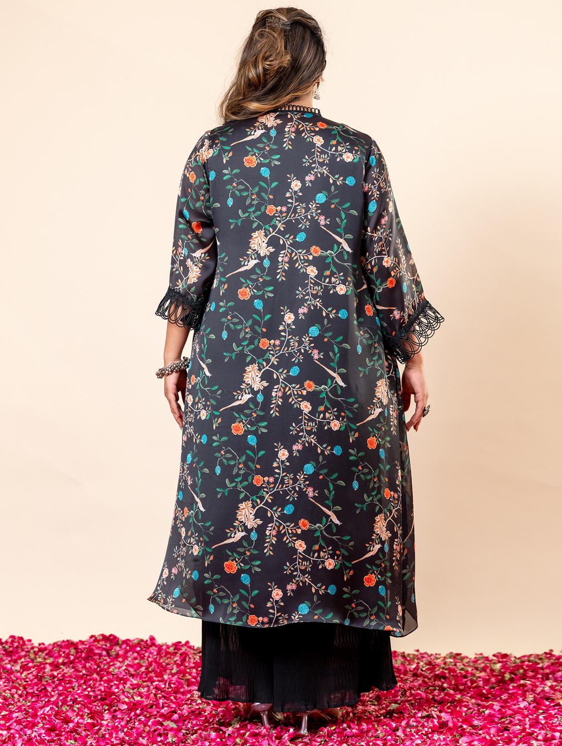 women floral printed round neck fusion set - 21977702 - Standard Image - 3