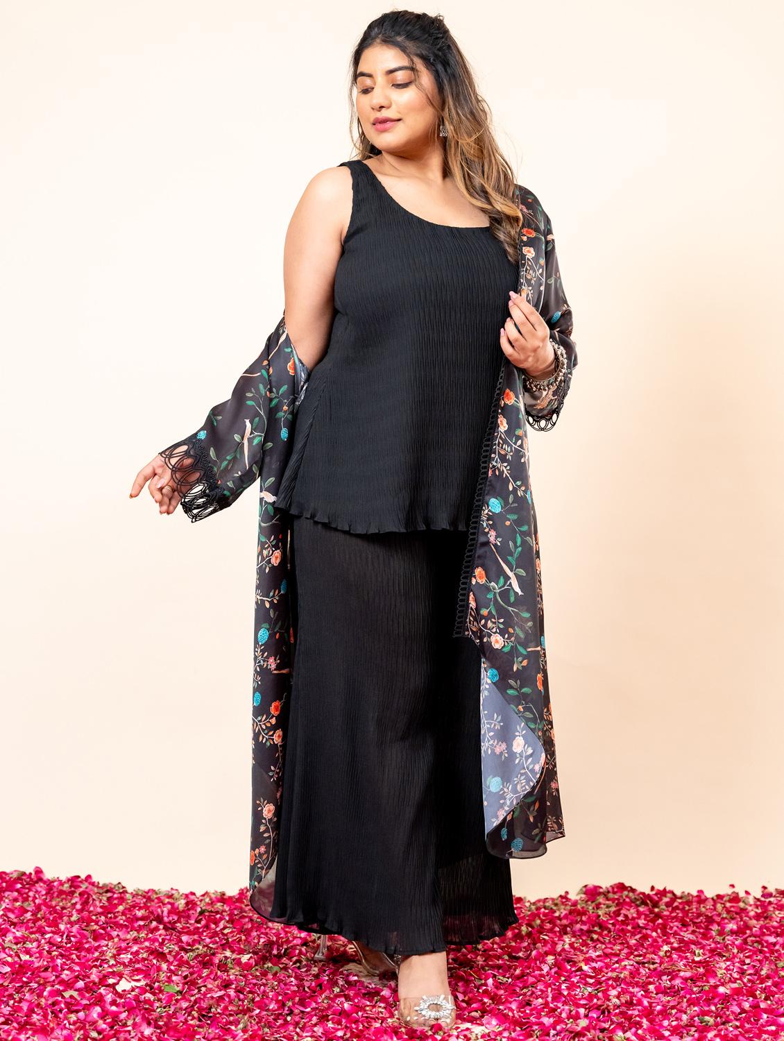 women floral printed round neck fusion set - 21977702 - Standard Image - 5