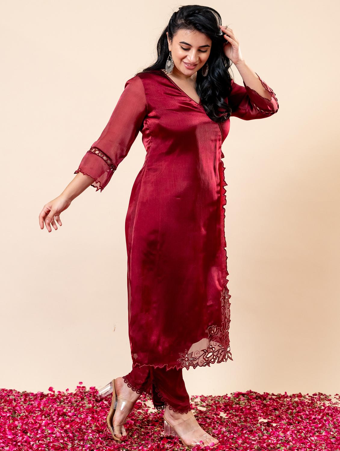 women floral three quarter sleeve kurta pant set - 21977704 - Standard Image - 5