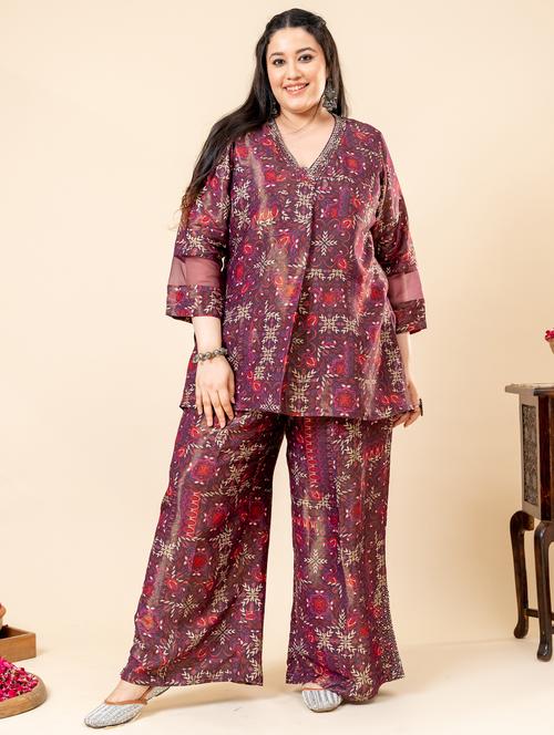 women printed three quarter sleeve ethnic co-ord set - 21977709 -  Standard Image - 0
