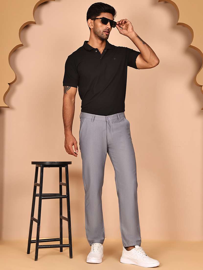 men solid mid rise flat front casual chinos  - 21977713 -  Standard Image - 5