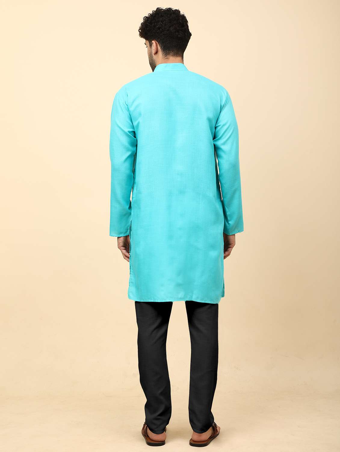 men pack of 2 solid mandarin neck kurta pyjama ethnic wear set - 21977730 -  Standard Image - 3