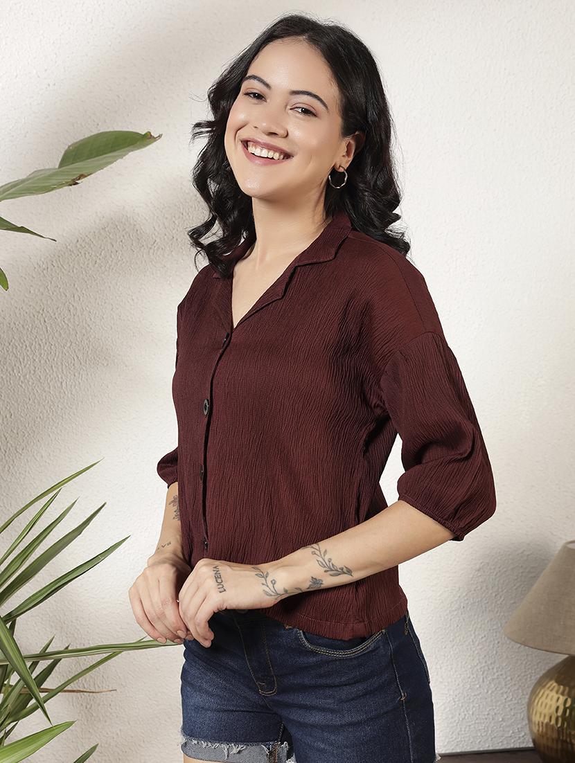 women solid collared long sleeve regular shirt - 21977774 - Standard Image - 3