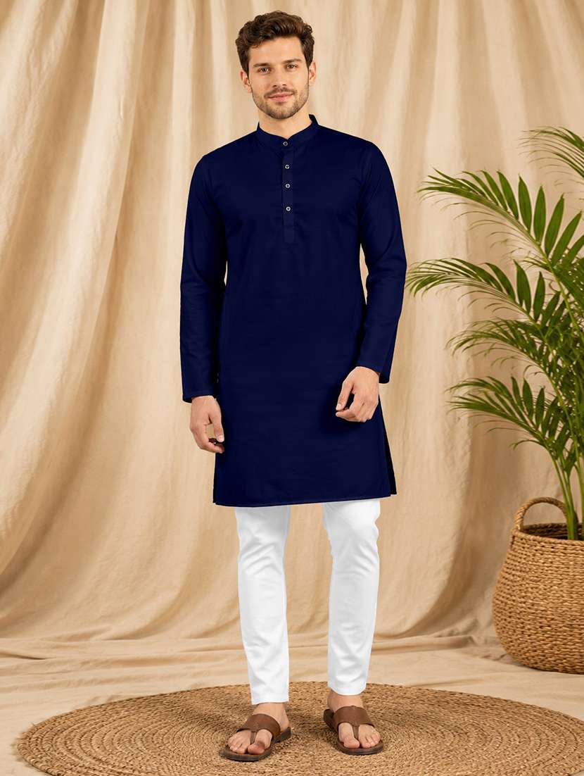 men pack of 2 solid mandarin neck kurta pyjama ethnic wear set - 21977819 -  Standard Image - 3