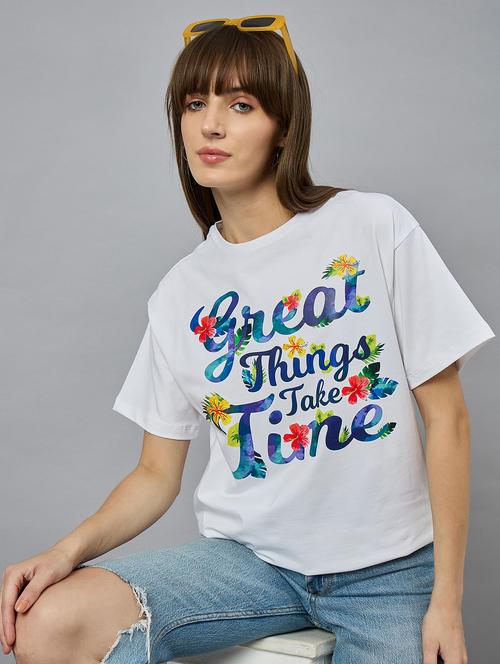women printed short sleeve relaxed fit t-shirt - 21977833 - Standard Image - 0