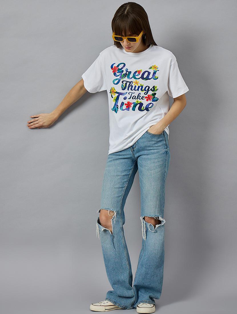 women printed short sleeve relaxed fit t-shirt - 21977833 - Standard Image - 5
