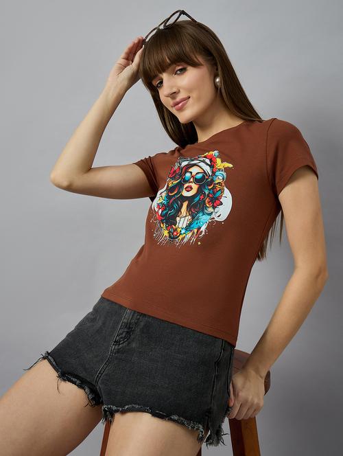 women printed short sleeve regular fit t-shirt - 21977866 - Standard Image - 0
