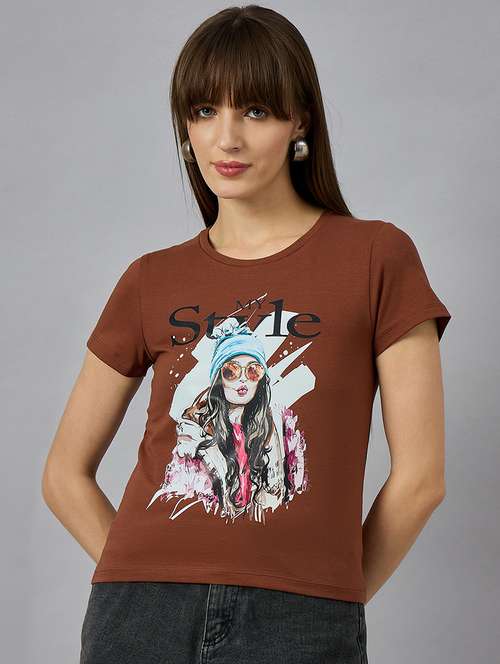 women printed short sleeve regular fit t-shirt - 21977870 - Standard Image - 0