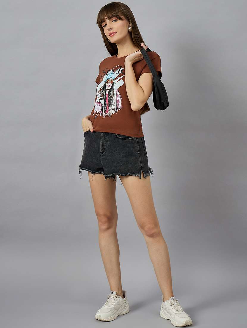 women printed short sleeve regular fit t-shirt - 21977870 - Standard Image - 5