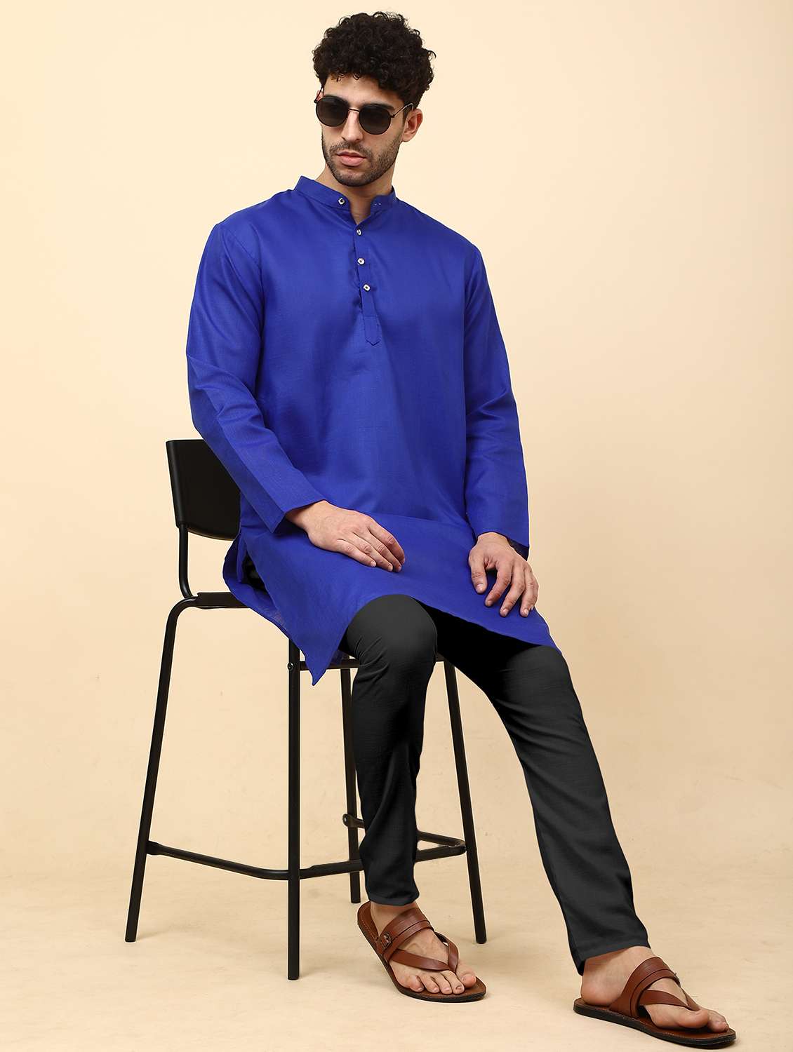 men pack of 2 solid mandarin neck kurta pyjama ethnic wear set - 21977923 -  Standard Image - 3