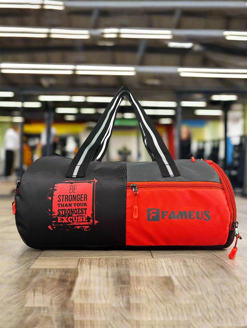 red polyester gym sports duffle bag