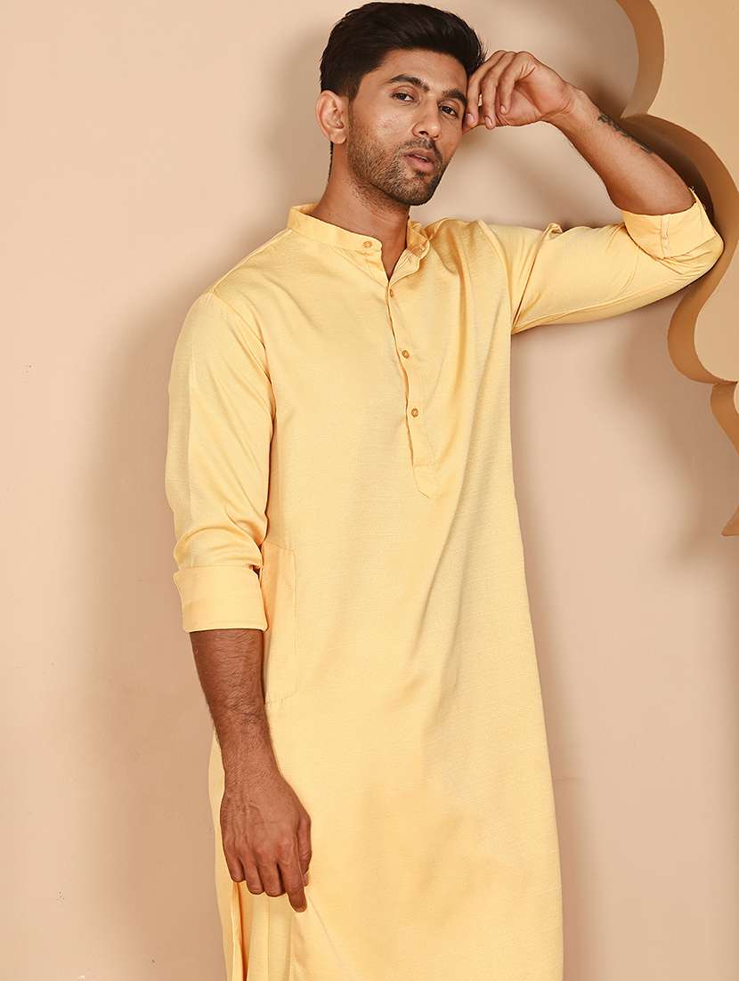 men mandarin neck kurta pyjama ethnic wear set - 21977934 -  Standard Image - 3