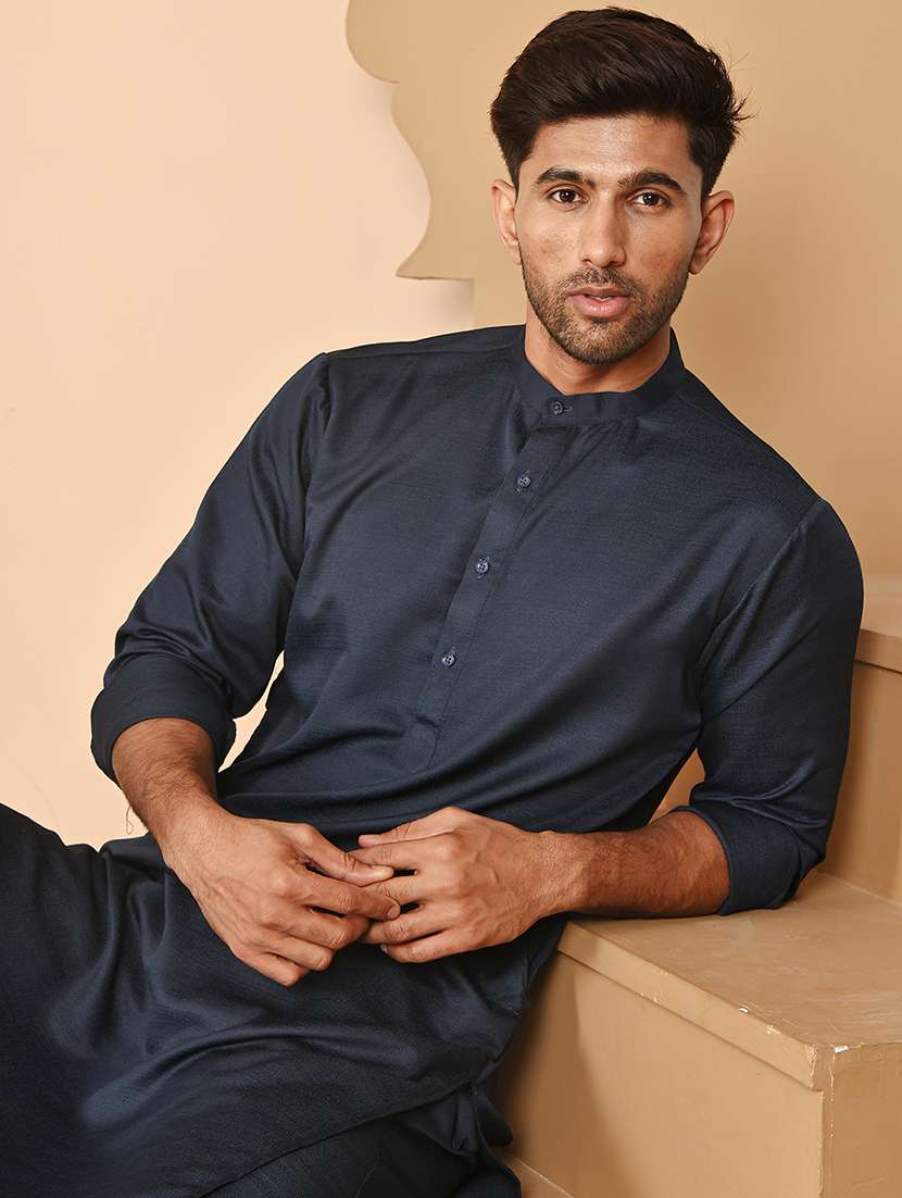 men mandarin neck kurta pyjama ethnic wear set - 21977935 -  Standard Image - 3