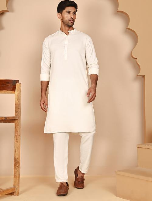 men mandarin neck kurta pyjama ethnic wear set - 21977936 - Standard Image - 0