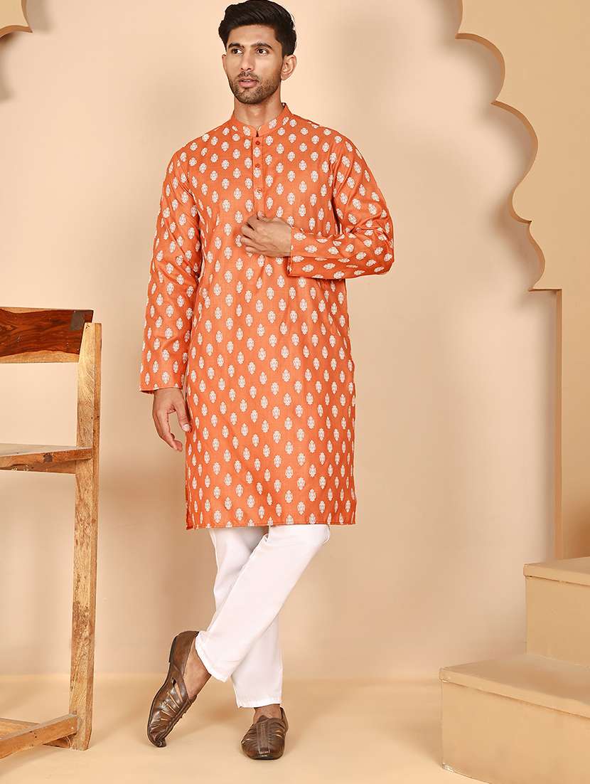 men mandarin neck kurta pyjama ethnic wear set - 21977937 -  Zoom Image - 0