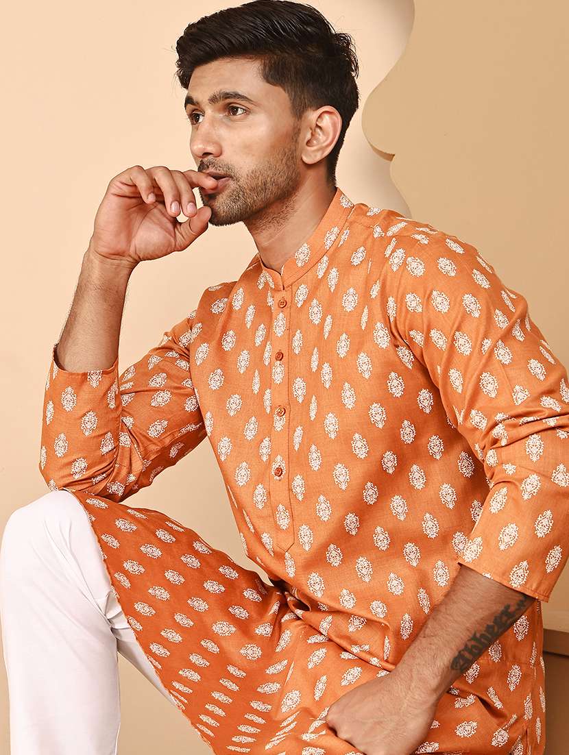 men mandarin neck kurta pyjama ethnic wear set - 21977937 -  Standard Image - 3