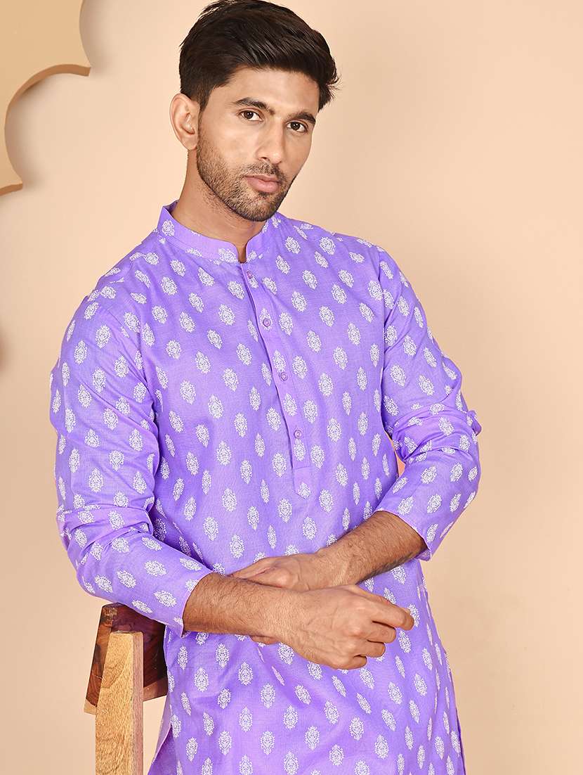 men mandarin neck kurta pyjama ethnic wear set - 21977938 -  Standard Image - 3