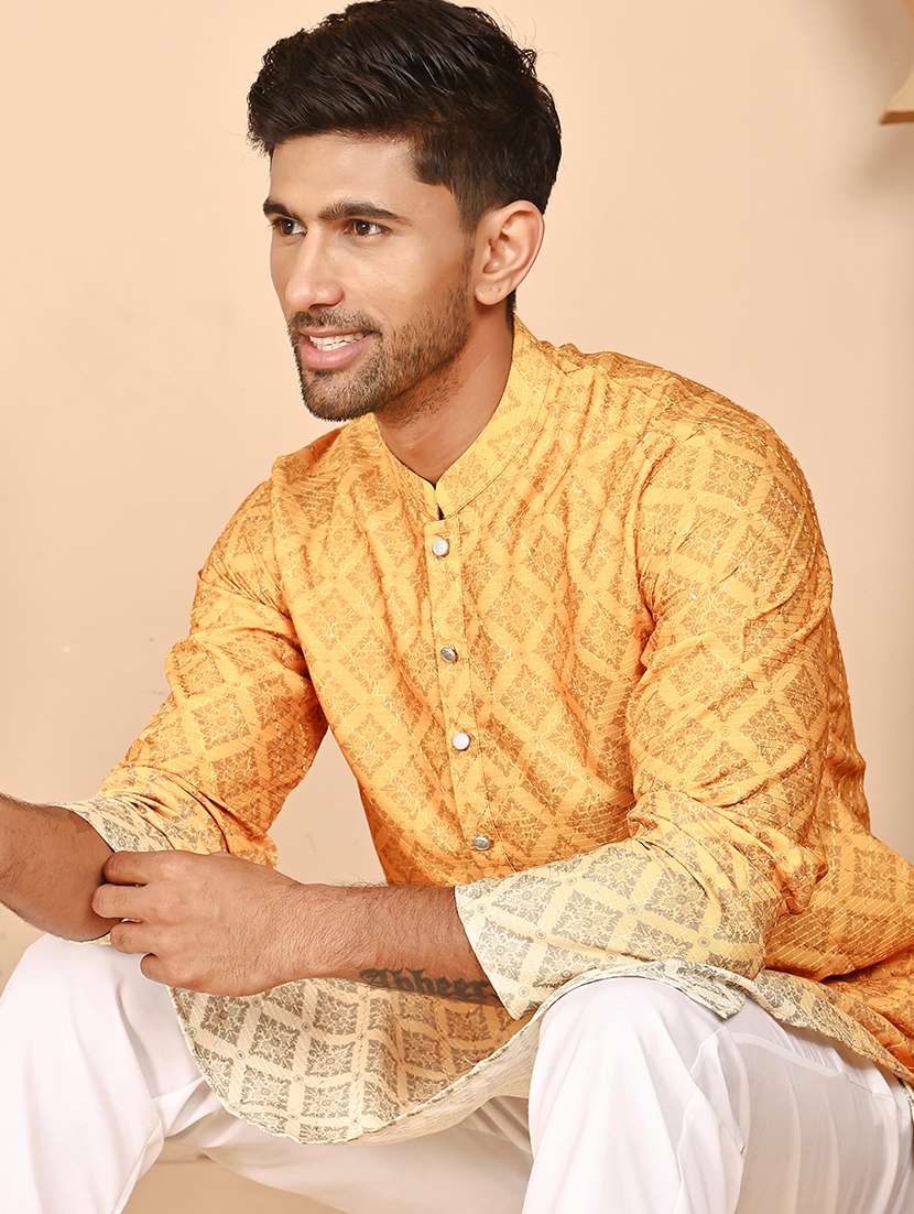 men mandarin neck kurta pyjama ethnic wear set - 21977940 -  Standard Image - 3
