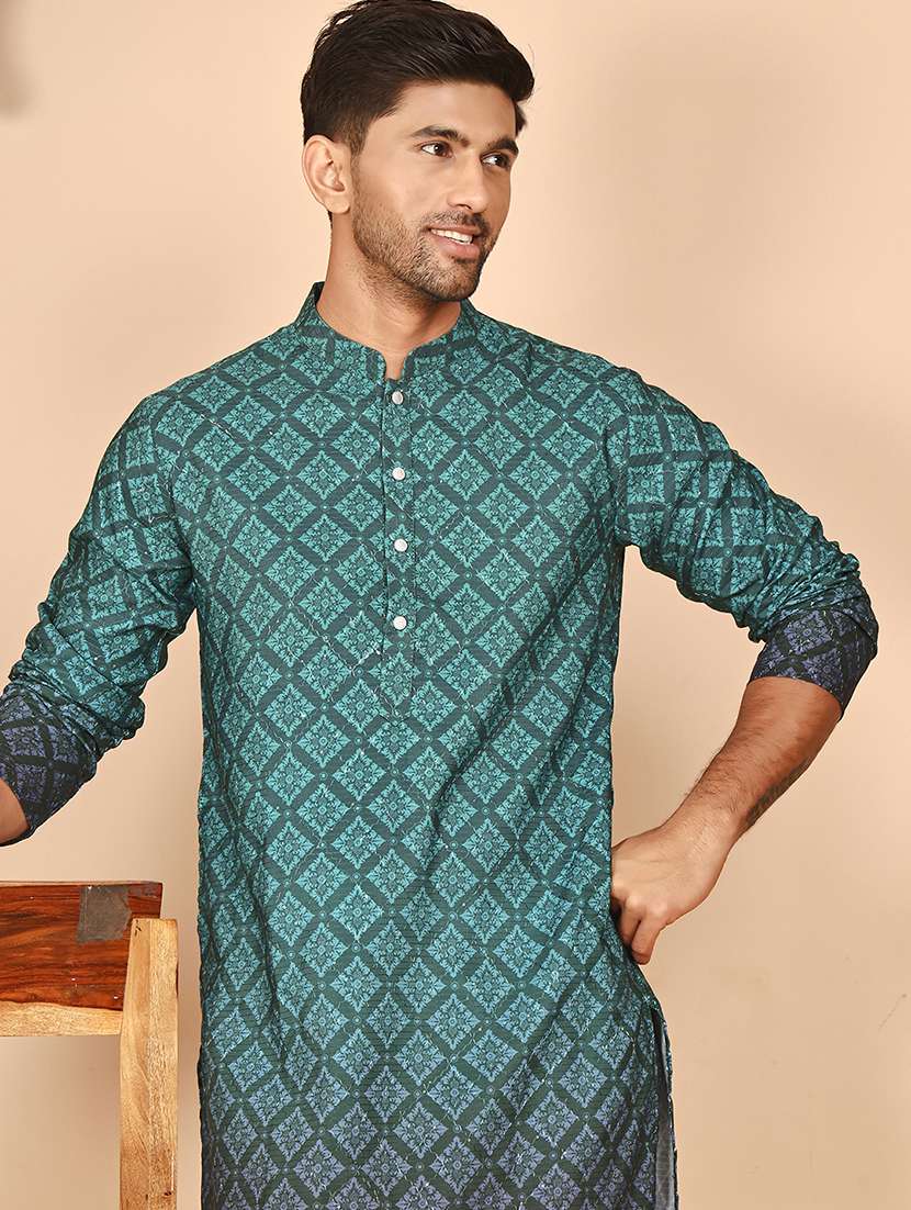 men mandarin neck kurta pyjama ethnic wear set - 21977941 -  Standard Image - 3