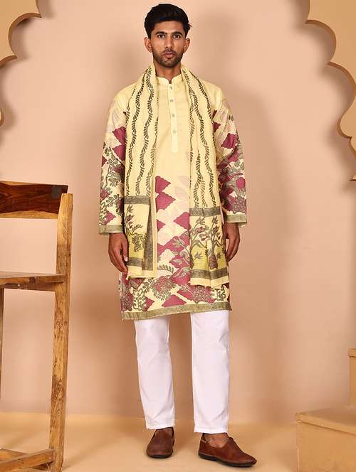 men mandarin neck kurta pyjama ethnic wear set - 21977942 -  Standard Image - 0