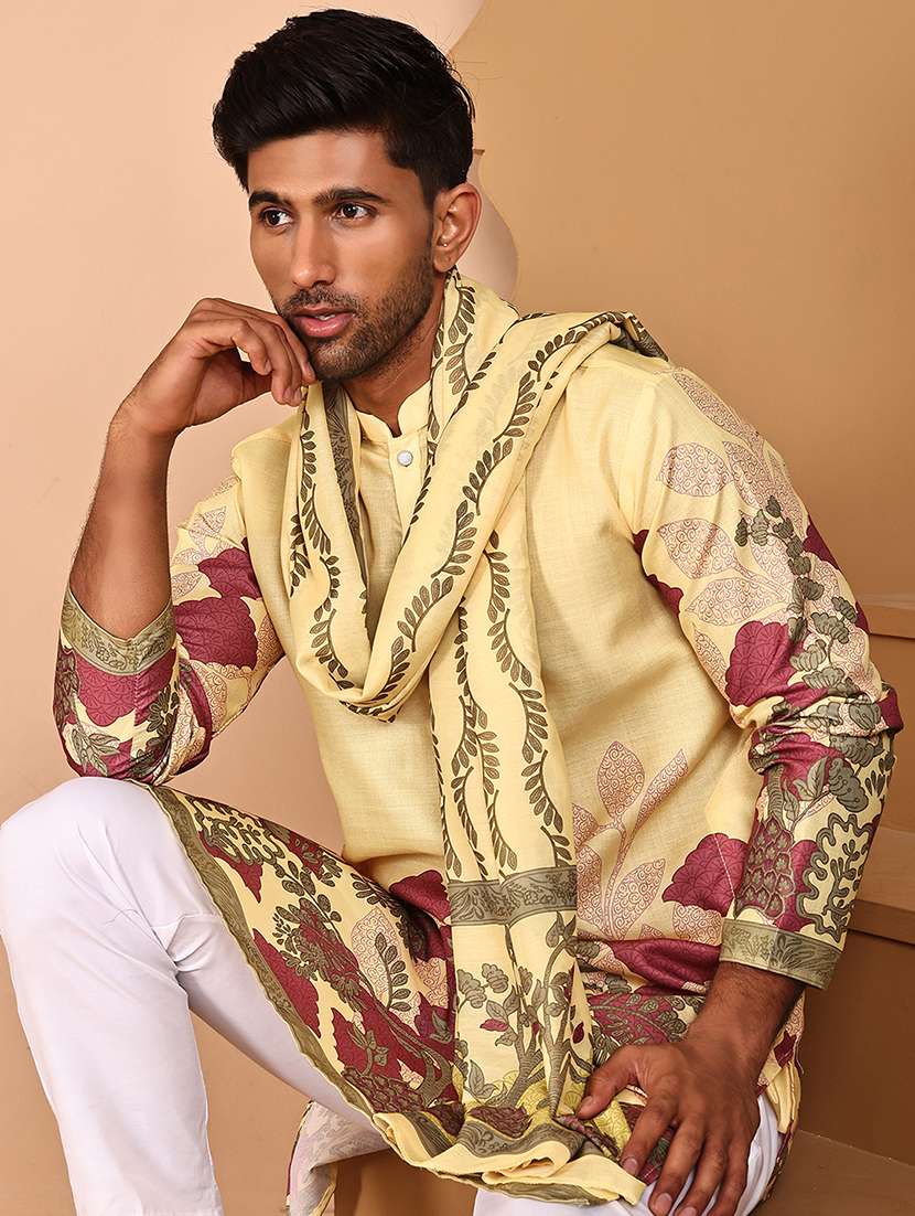 men mandarin neck kurta pyjama ethnic wear set - 21977942 -  Standard Image - 3